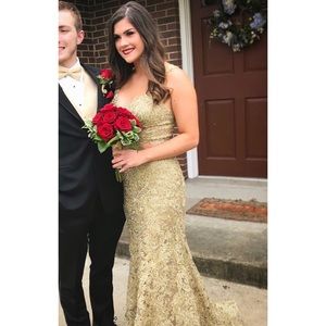 SHERRI HILL gold TWO piece dress